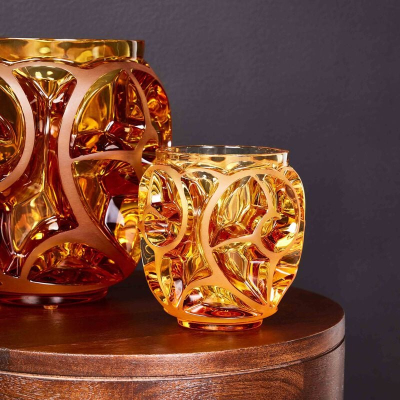 Tourbillons Small  Vase Amber Crystal Lalique