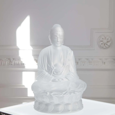 Small Buddha Sculpture Clear Crystal Lalique