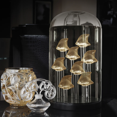 Tourbillons Small Vase Gold Luster Crystal Lalique