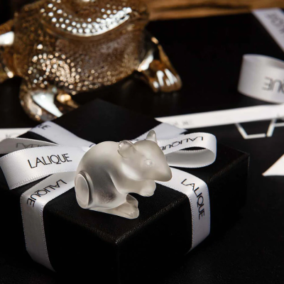 Mouse Sculpture Gold Luster Crystal Lalique