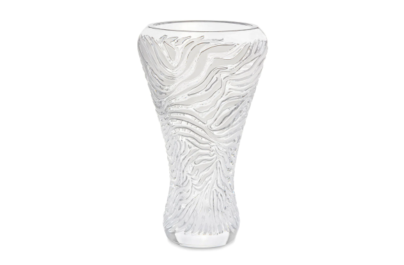Zébre Vase Clear Satin Finish Relief Crystal Lalique