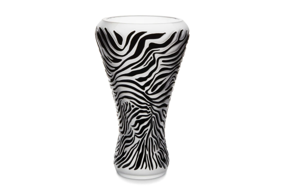 Zébre Vase ClearBlack Enameled Crystal Lalique