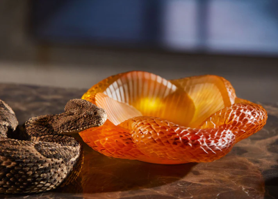 Serpent Bowl Ambre Crystal Lalique