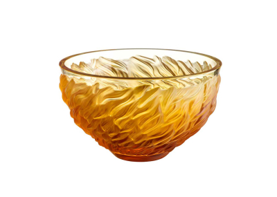 Fourrure Bowl Amber Crystal Lalique