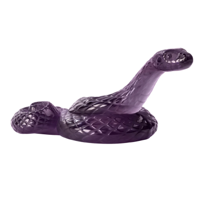 Snake Head Up Dusk Purple Crystal Sculpture Lalique