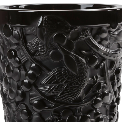 Merles Et Raisins Medium Vase Black CrystalLalique