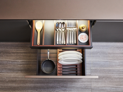 Smoked OAK Drawers and PAN Drawers Accessories Molteni&C