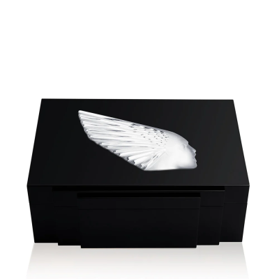 Victoire Cigars Box  Clear Crystal Black Lacquered Lalique