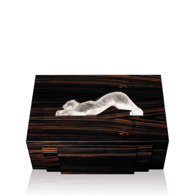 Zeila Cigars Box Clear Crystal Natural Ebony Lalique