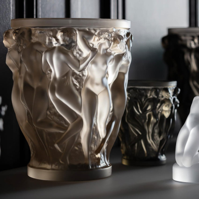 Bacchantes Vase Gold Luster Crystal Lalique