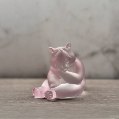Panda Sculpture Pink Luster Crystal Lalique