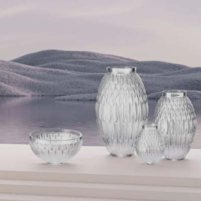 Plumes Bowl Clear Crystal Lalique