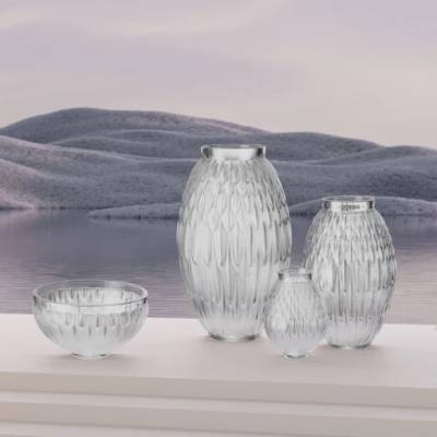 Plumes Grand Clear Crystal Vase
