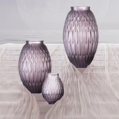 Plumes Small Vase Dusk Purple Crystal Lalique