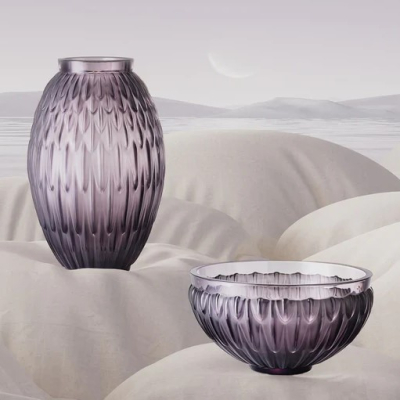 Plumes Bowl Dusk Purple Crystal Lalique