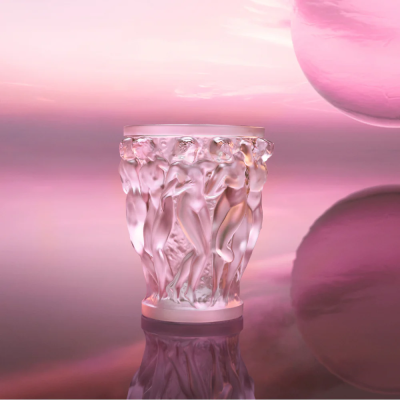 Bacchantes Vase Pink Luster Crystal Lalique