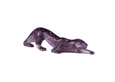 Zeila Panther Small Sculpture Dusk Purple Crystal Lalique
