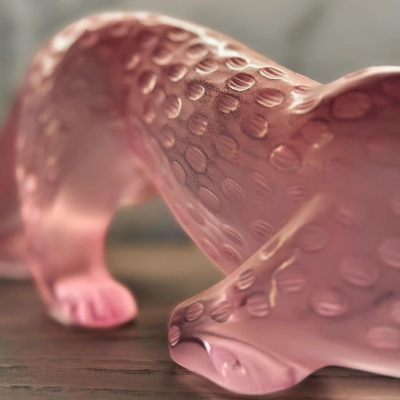 Zeila Panther Large Sculpture Pink Luster Crystal Lalique