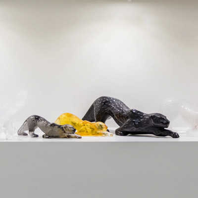 Zeila Panther Large Sculpture Black Crystal Lalique