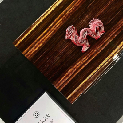 Dragon Cigars Box Small Red Natural Ebony Crystal Lalique