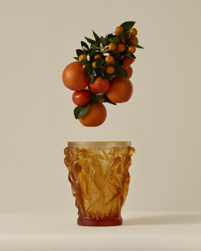 Bacchantes Amber Crystal Vase Lalique