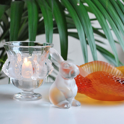 Toulouse Rabbit Sculpture Clear Crystal Lalique