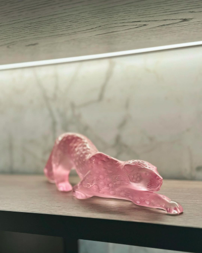 Zeila Panther Large Sculpture Pink Luster Crystal Lalique
