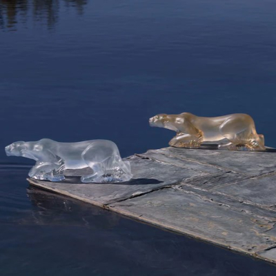 Timbavati Lioness Sculpture Clear Crystal Gold Stamped Lalique