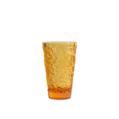 Merles Et Raisins Medium Vase Amber Crystal Lalique