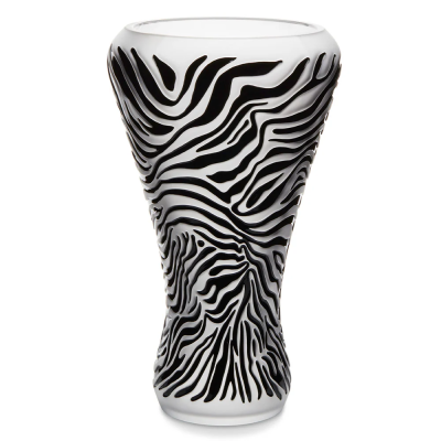 Zébre Vase ClearBlack Enameled Crystal Lalique