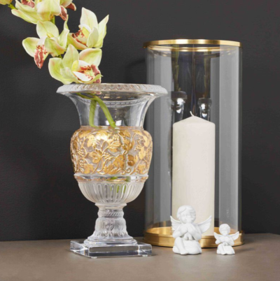 Versailles Vase Clear Crystal Gold Stamped Lalique