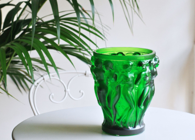 Bacchantes Vase Green Amazon Crystal Lalique