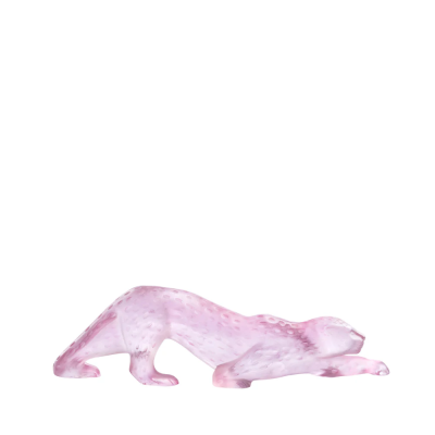 Zeila Panther Large Sculpture Pink Luster Crystal Lalique