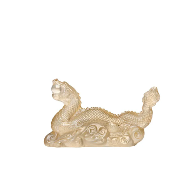 Tianlong Dragon Sculpture Gold Luster Crystal Lalique