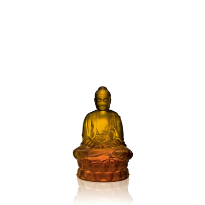 Small Buddha Sculpture Amber Crystal Lalique