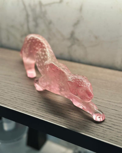 Zeila Panther Large Sculpture Pink Luster Crystal Lalique