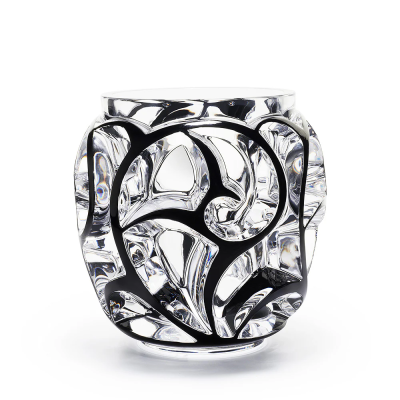 Tourbillons Grand Vase Clear Crystal Black Enamelled Lalique