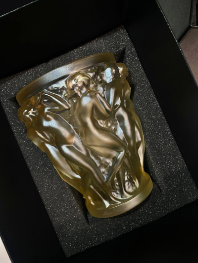 Bacchantes Small Vase Gold Luster Crystal Lalique