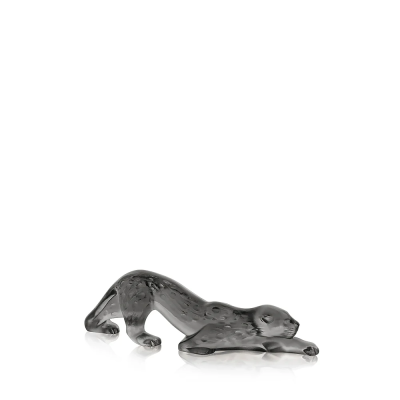 Zeila Panther Small Sculpture Grey Crystal Lalique