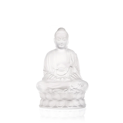 Tall Buddha Sculpture Clear Crystal Lalique