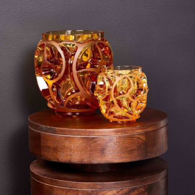 Tourbillons Vase Amber Crystal Lalique