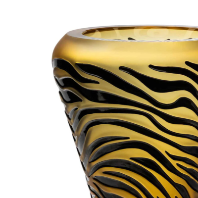 Tigre Vase Clear Black Enameled Lalique