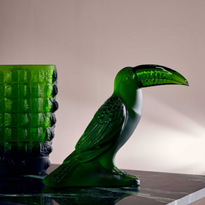 Toucan Sculpture Amazon Green Crystal Lalique