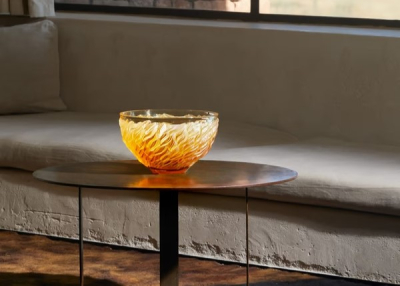 Fourrure Bowl Amber Crystal Lalique