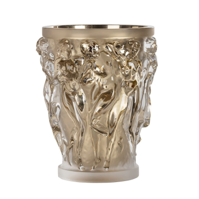 Bacchantes Grand Vase Clear With Moon-Gold Leaves Crystal Lalique