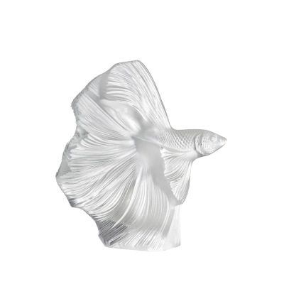 Fighting Fish Large Sculpture Clear Crystal Lalique