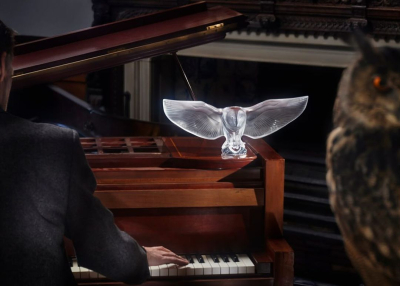 Barn Owl Sculpture Clear Crystal Lalique