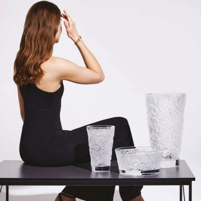 Merles Et Raisins Vase Clear Crystal Lalique