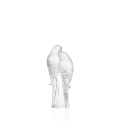 2 Parakeets Sculpture Clear Crystal Lalique